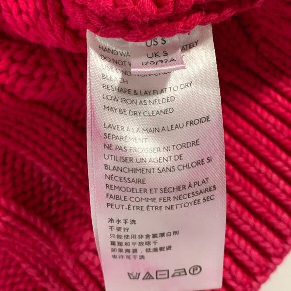 Free People S Sweetheart Chunky Knit Sweater Balloon Sleeves Pink Mock Neck - Picture 9 of 10